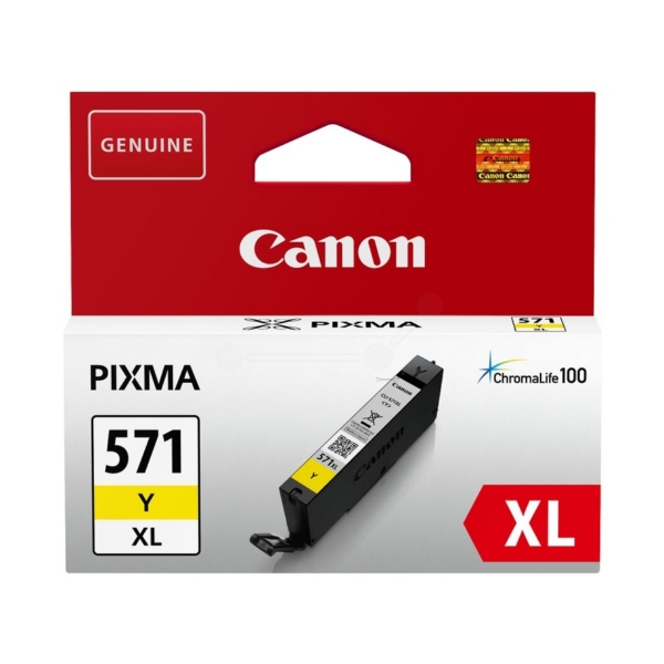 Original Canon CLI-571YXL High Capacity Yellow Ink Cartridge (0334C001)