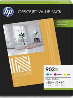Original HP 903XL Combo Value Pack (1CC20AE) Cyan/Yellow/Magenta Ink + 50 x A4 Photo Paper