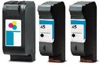 Remanufactured HP 23 Colour and HP 45 Black Ink Cartridges + EXTRA BLACK