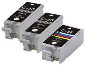 Compatible Canon 2 x PGI-35BK Black and 1 x CLI-36 Colour Ink Cartridges