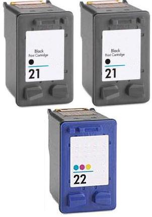 Remanufactured HP 21 Black and HP 22 Colour Ink Cartridges + EXTRA BLACK