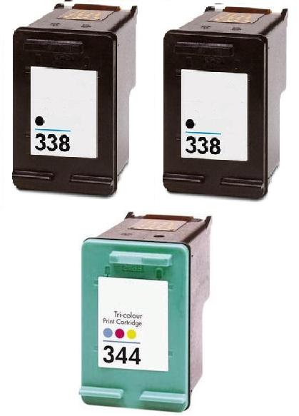 Remanufactured HP 338 (C8765EE) High Capacity Black and 1 x HP 344 (C9363EE) High Capacity Colour  Ink Cartridges