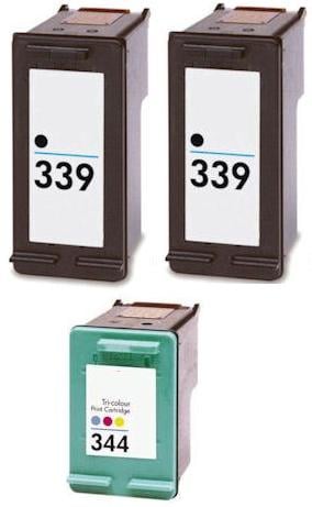 Remanufactured HP 339 (C8767EE) High Capacity Black and 1 x HP 344 (C9363EE) High Capacity Colour  Ink Cartridges