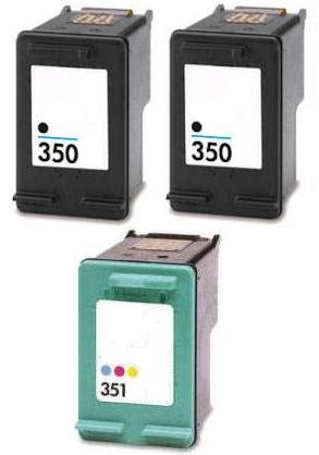 Remanufactured HP 350 (CB335EE) and 351 Cartridges + EXTRA BLACK (CB337EE)