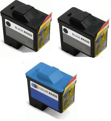 Remanufactured Dell T0529 and T0530 Ink Cartridges + EXTRA BLACK