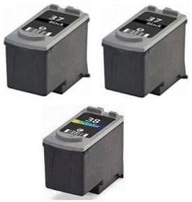 Remanufactured Canon PG-37 Black and CL-38 Colour Ink Cartridges + EXTRA BLACK