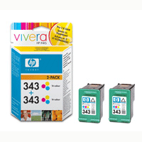 Original HP 343 Colour Ink cartridges Twin Pack (2 x 7ml) (CB332EE)