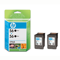 Original HP56 Black Twin Pack Ink cartridges (2 x 19ml) (C9502AE)