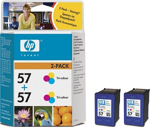 Original HP 57 Tri-Colour Twin Pack Ink cartridges (2 x 17ml)