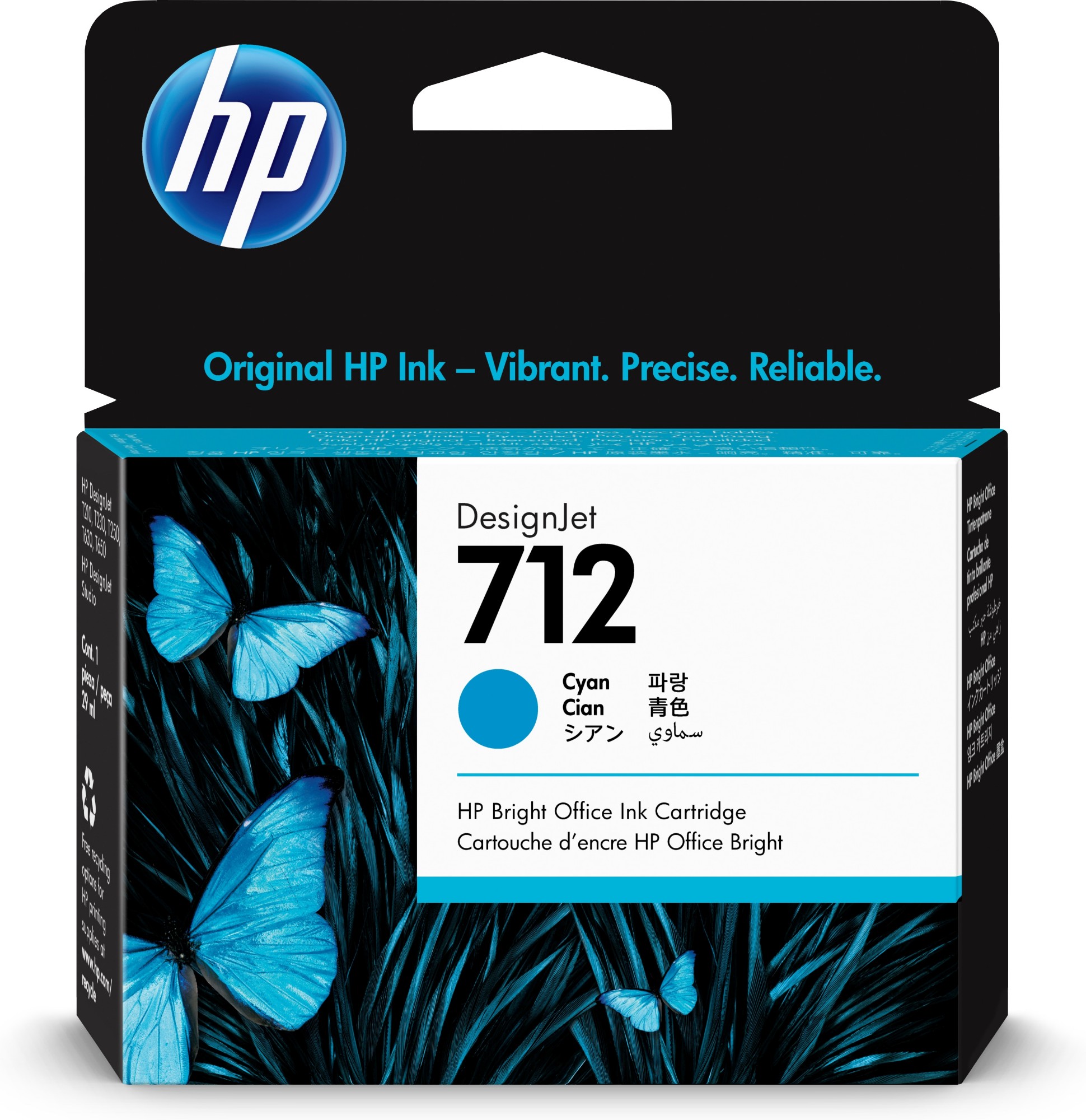 Original HP 712 Cyan Inkjet Cartridge 3ED67A