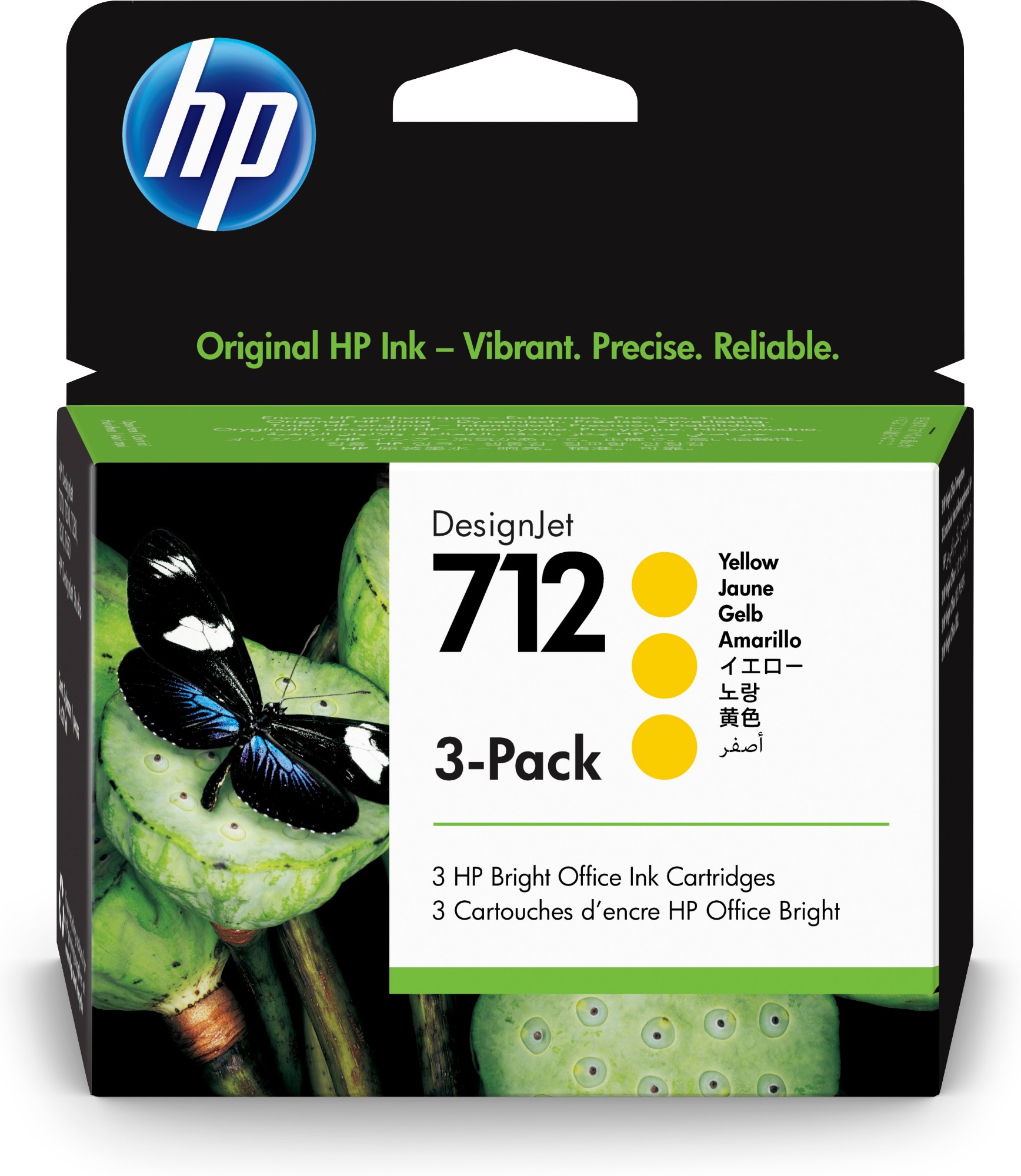 Original HP 712 Yellow Triple Pack Inkjet Cartridges 3ED79A