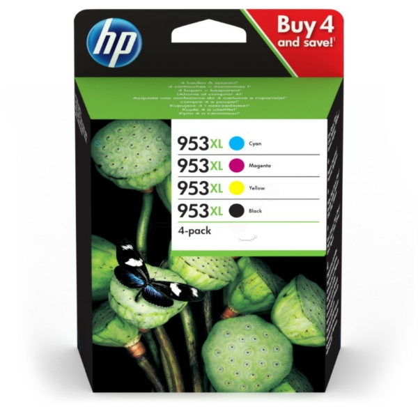 Original HP 953XL Combo Pack of 4 Ink Cartridges - Black/Cyan/Magenta/Yellow