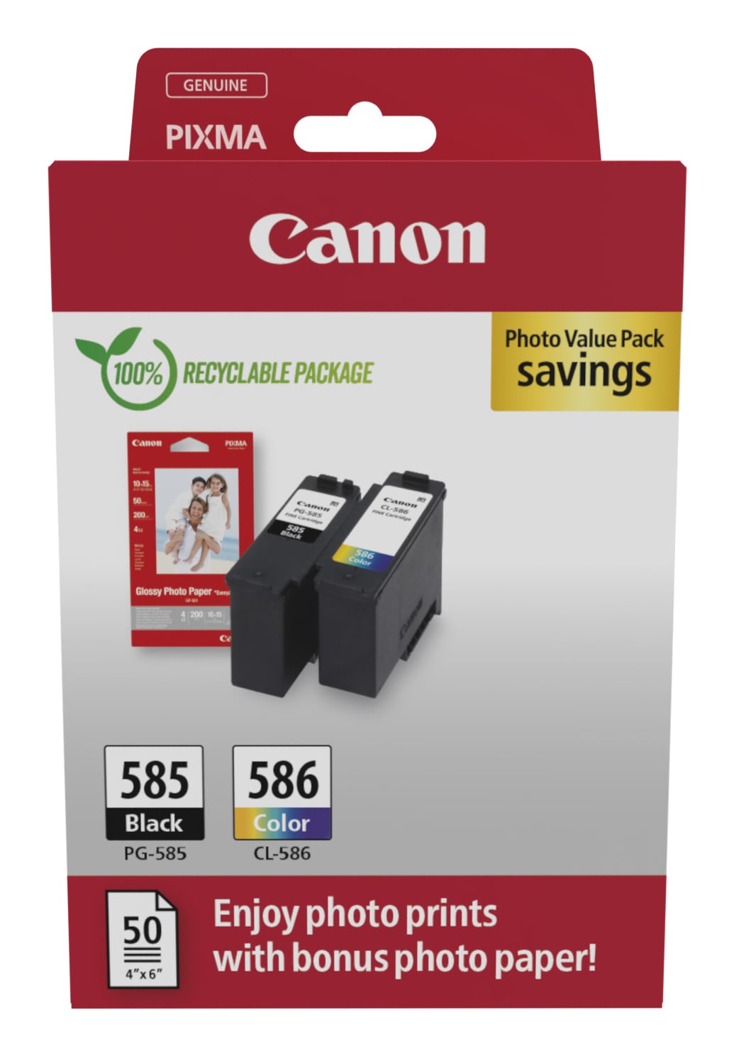 Canon Original PG-585 & CL-586 Black & Colour Twin Pack 6205C004