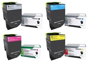 Lexmark Original 71B00 4 Colour Toner Cartridge Multipack (Black/Cyan/Magenta/Yellow)