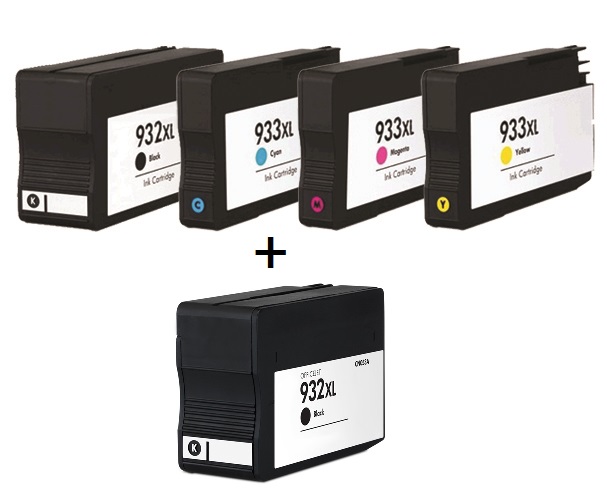 Compatible HP 932XL/933XL a set of 4 Ink Cartridges + EXTRA BLACK