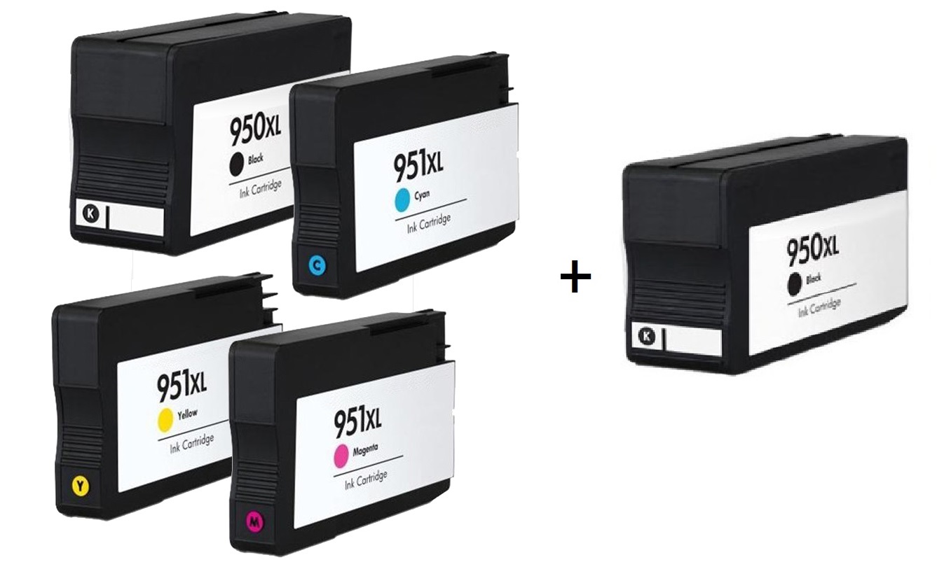 Compatible HP 950XL/951XL a set of 4 Ink Cartridges + EXTRA BLACK