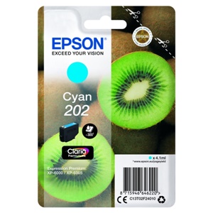 Epson Original 202 Cyan Inkjet Cartridge - (C13T02F24010)