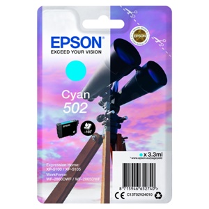 Original Epson 502 Cyan Inkjet Cartridge - (C13T02V24010)