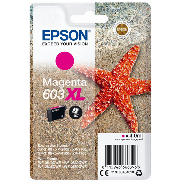 Original Epson 603XL Magenta High Capacity Ink Cartridge (C13T03A34010)