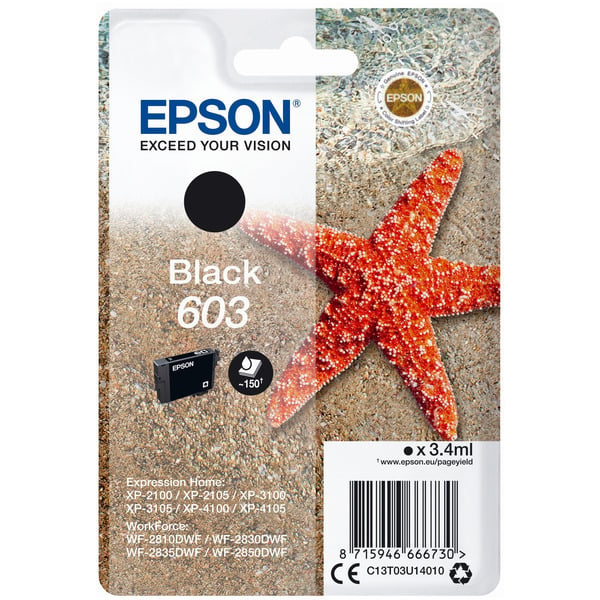 Original Epson 603 Black Ink Cartridge (C13T03U14010)