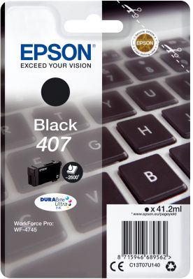 Original Epson 407 Black Ink Cartridge C13T07U140