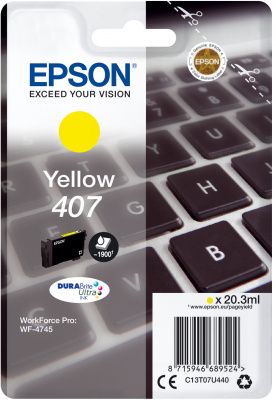 Original Epson 407 Yellow Ink Cartridge C13T07U440