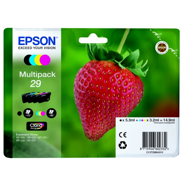 Original Epson 29 Ink Cartridge Multipack (Black,Cyan,Magenta,Yellow)