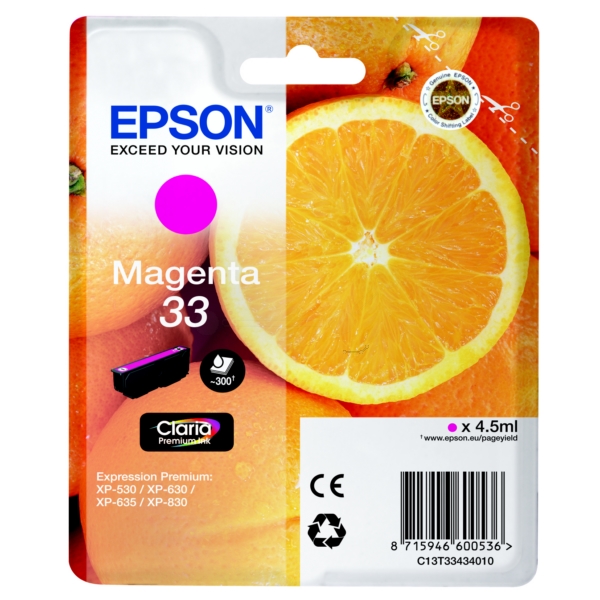 Original Epson 33 Magenta Ink Cartridge (T3343)