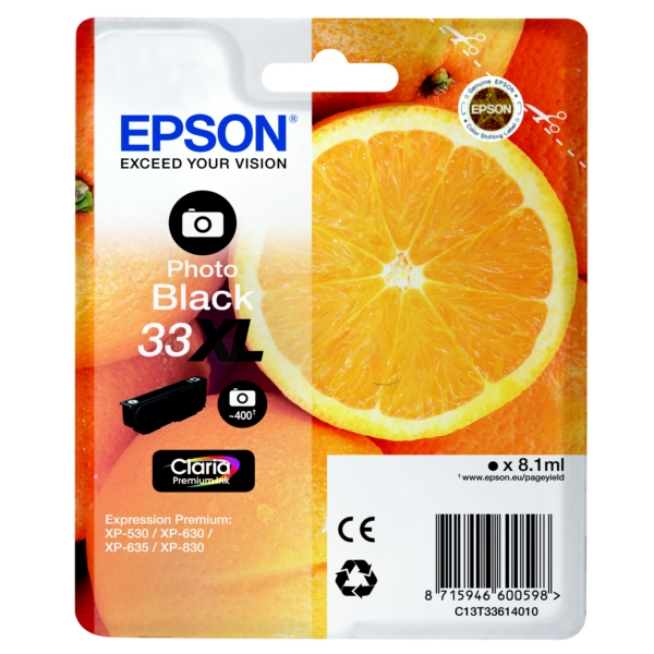 Original Epson 33XL Photo Black High Capacity Ink Cartridge (T3361)