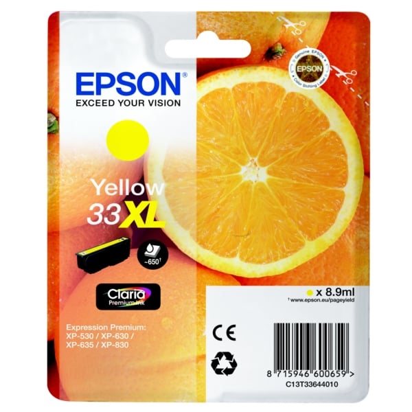 Original Epson 33XL Yellow High Capacity Ink Cartridge (T3364)