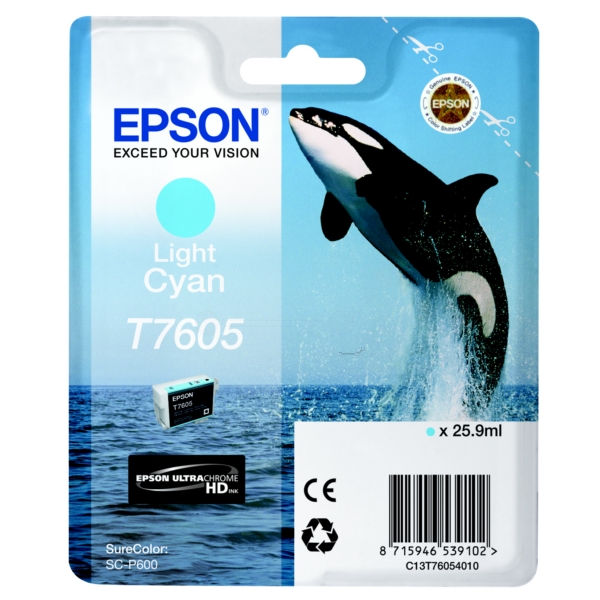 Epson Original T7605 Light Cyan Inkjet Cartridge - (C13T76054010)
