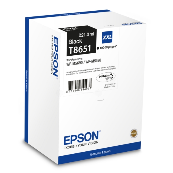 Original Epson High Capacity T8651 Black Ink Cartridge
