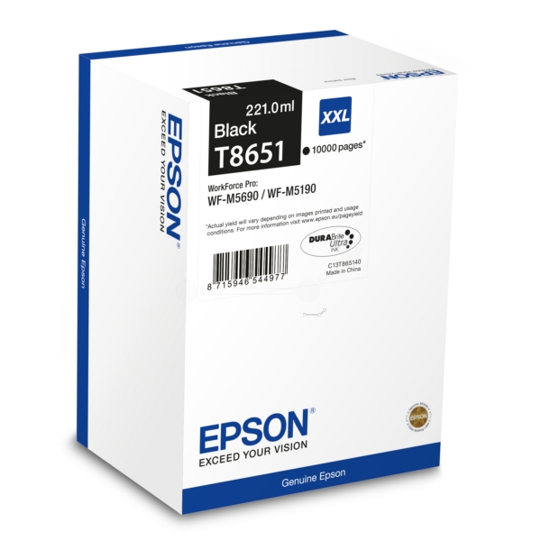 Original Epson High Capacity T8651 Black Ink Cartridge
