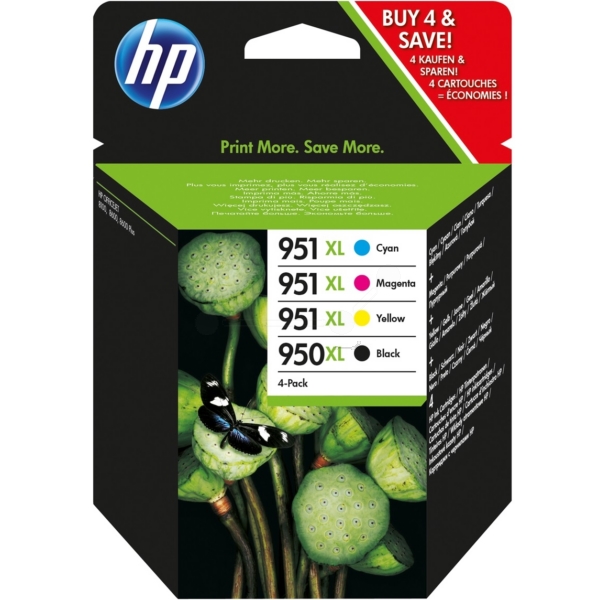 Original HP 950XL/951XL Combo Pack of 4 Ink Cartridges (C2P43AE)