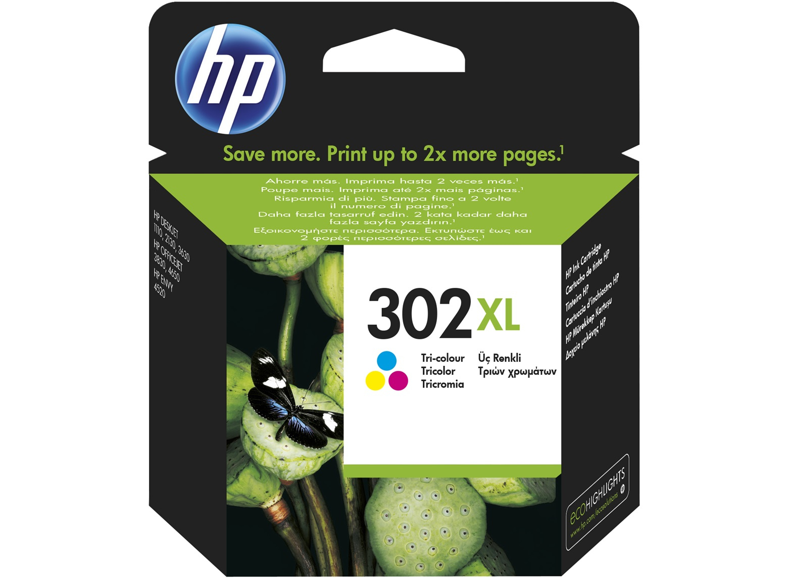 Original HP 302XL High Capacity Colour Ink Cartridge (F6U67AE)
