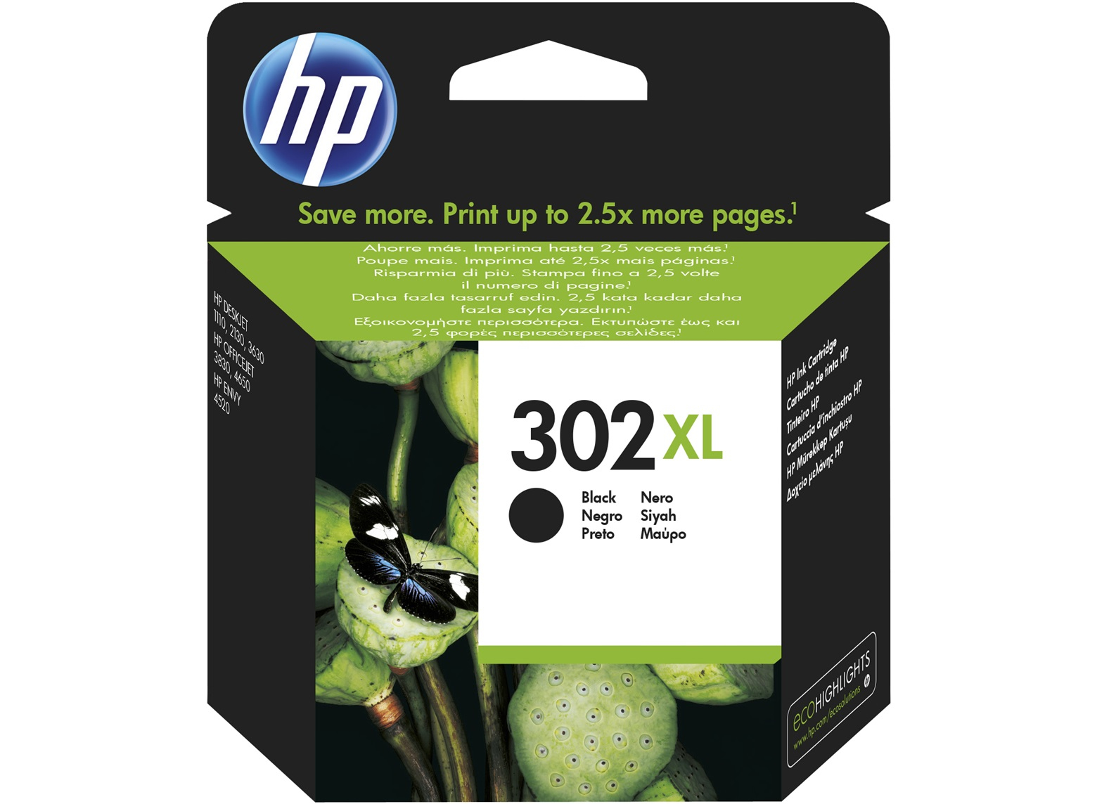 Original HP 302XL High Capacity Black Ink Cartridge (F6U68AE)