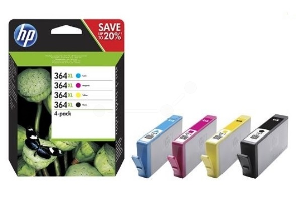 Original HP 364XL Combo Pack of 4 Ink Cartridges (N9J74AE)
