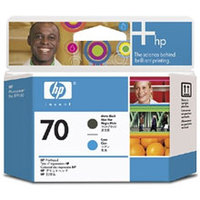 Original HP Printhead 70 Matte Black and Cyan Printhead