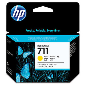 Original HP 711 Yellow Ink Cartridge (CZ136A) Pack Of 3