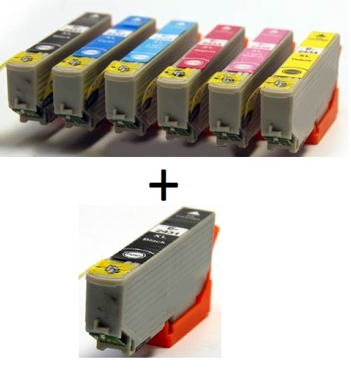 Compatible Epson 24XL a full Set of 6 Ink cartridges High Capacity T2431/T2432/T2433/T2434/T2435/T2436 + EXTRA BLACK