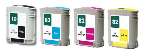 Compatible HP 10/82 a Set of 4 Ink cartridges (Black/Cyan/Magenta/Yellow)