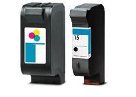 Remanufactured HP 17 (C6625AN) High Capacity Colour 38ml and HP 15 (C6615DN) High Capacity Black 25ml Ink cartridges