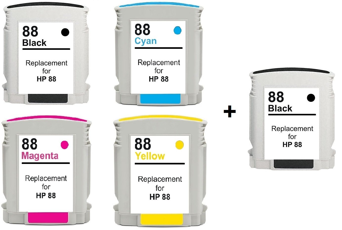 Compatible HP HP 88XL a Set Of 4 Ink Cartridges + EXTRA BLACK (2 x Black 1 x /Cyan/Magenta/Yellow)