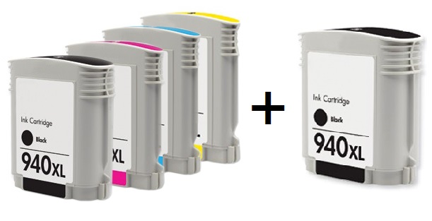 Compatible HP 940XL a Set of 4 Ink Cartridges + EXTRA BLACK .2 x Black, 1 x Cyan/Magenta/Yellow