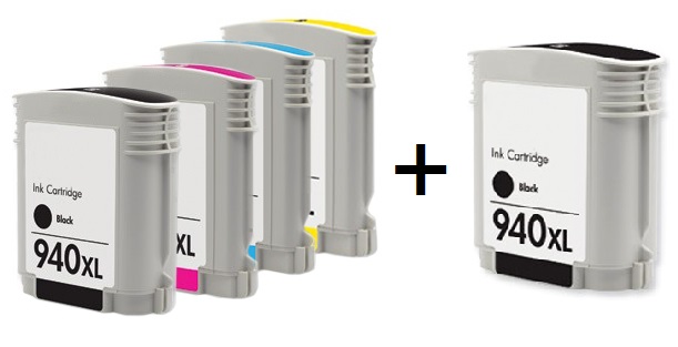 Compatible HP 940XL a Set of 4 Ink Cartridges + EXTRA BLACK