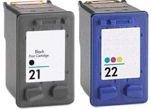 Remanufactured HP 21 (C9351AE) High Capacity Black and HP 22 (C9352AE) High Capacity Colour Remanufactured Compatible Ink Cartridges (Has 3 x More Ink Than The Originals)