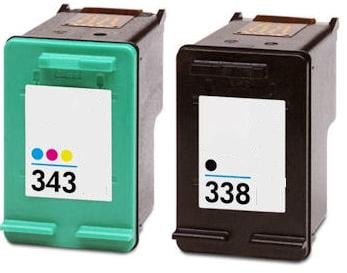 Remanufactured HP 338 (C8765EE) High Capacity Black and HP 343 (C8766EE) High Capacity Colour Ink cartridges