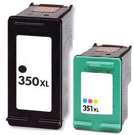 Remanufactured HP 350XL  (CB336EE) Black  and 351XL  (CB338EE) Colour Cartridges