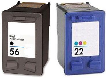 Remanufactured HP 56 (C6656AE) High Capacity Black and HP 22 (C9352AE) High Capacity  colour Ink cartridge