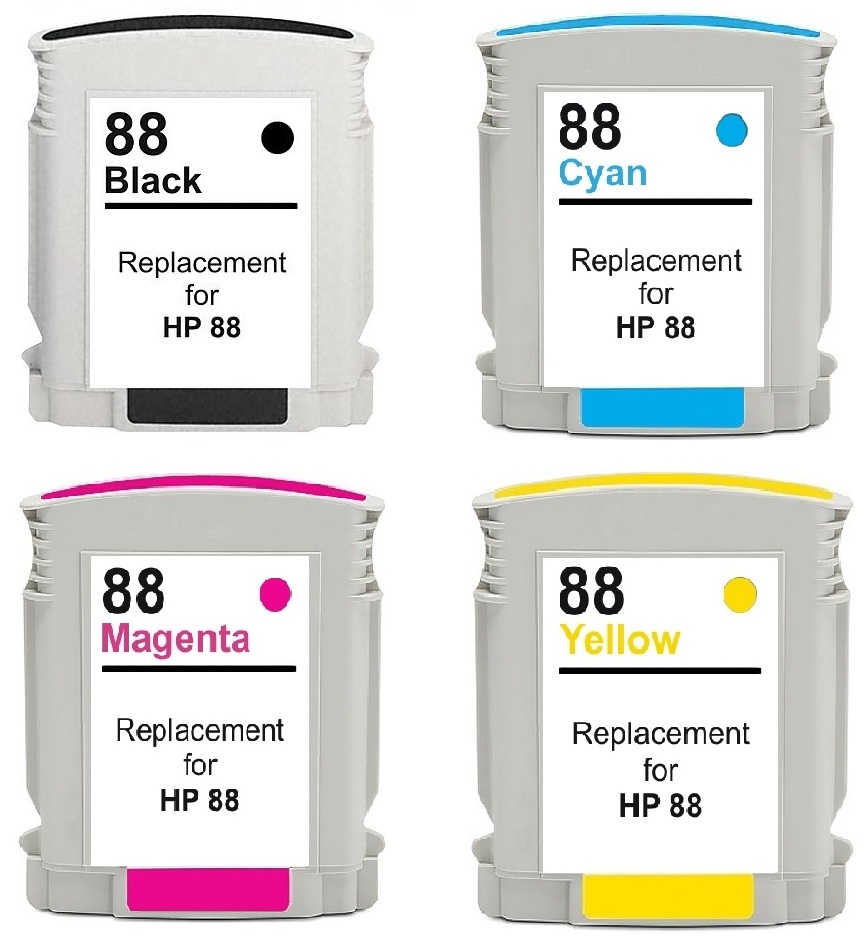 Compatible HP 88XL a set of 4 Ink cartridges (Black/Cyan/Magenta/Yellow)